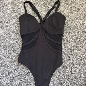 Sheer Back Black Bodysuit